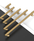 Top Shelf Ten Pack Champagne Bronze Cabinet Pulls Knockout 5 Inch Knurled Drawer Handle Heavy Duty kitchen cupboard hardware display.