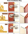 Installation guide showing Solid As A Rock 40 Pack Hidden Cabinet Hinges For Frameless Doors in overlay, partial, and inset mounts.
