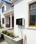 Badass Wall Mounted EV Charger Guard, All Weather Kickin Shield For Outdoor Electric Vehicle Stations, mounted on house wall.