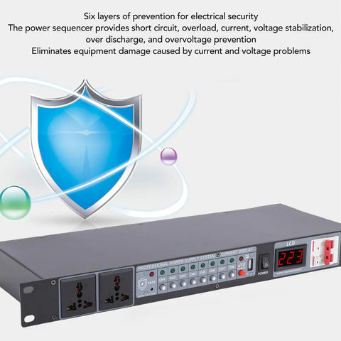 Smooth Sailing Ahead With This 10 Outlet Power Sequencer Conditioner Boasting Independent Switches and LCD display for electrical safety.