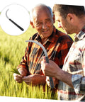 Two men in field using Five Piece Easy To Use Garden Weeding Tool Set with Folding Sickle and Light Serration