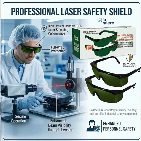 Tough As Nails Laser Safety Glasses Dark Green Anti Fog Coating Polycarbonate Frame for dental work, full-wrap protection.
