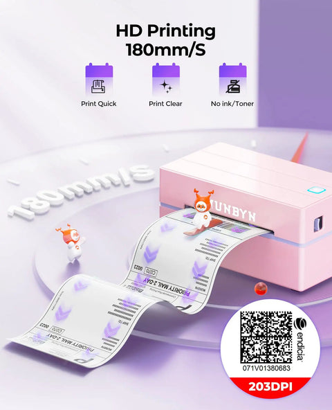 Bluetooth Thermal Label Printer 4x6 Shipping For Small Business And Home Office Fast Wireless Label Printer pink