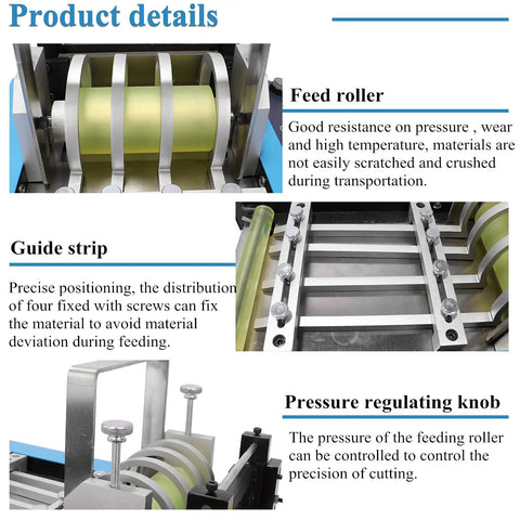 Heavy Duty Automatic Cable Pipe Cutter Compatible With Pvc And Heat Shrink Tubing showing feed roller and precision guide strip.