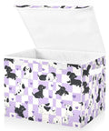 Heavy Duty Foldable Storage Bin With Secure Flip Top Lid And Sturdy Handles For Bedroom Organization Closet Decluttering, purple dog design.