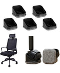 Five Pack Office Chair Caster Pads With Felt Backing For Scratch Prevention And Quiet Rolling, Secure Strap Lock And Anti Slip Design