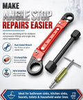 Knockout Compression Valve Removal Tool And Angle Stop Wrench Kit With Wall Protector Pads For Smooth Shutoff Valve Replacement, featuring dual-end wrench and ferrule puller.