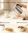 Woman using Fast Boiling 1.7L Electric Kettle With Plastic Free Interior And 5 Presets For Tea And Coffee for milk powder