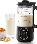 50 Oz Nut Milk Maker Machine Ten In One Automatic Plant Based Milk Maker Do It All For Homemade Almond Oat Coconut Soy Milk Juice And More With 20 Blades Delay Start Boil Water Keep Warm Auto Clean, showing digital display and 50 oz capacity with a glass of milk and almonds beside it.