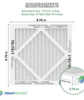 10x10x1 Air Filter 6 Pack, Durable MERV 8 Pleated HVAC Replacement with measurements and close-up of pleats