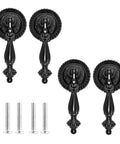 Set Of 4 Antique Teardrop Cabinet Pulls In Black Finish, Zinc Alloy Drawer Knobs With Mounting Screws, Classic Decorative Cabinet Handles