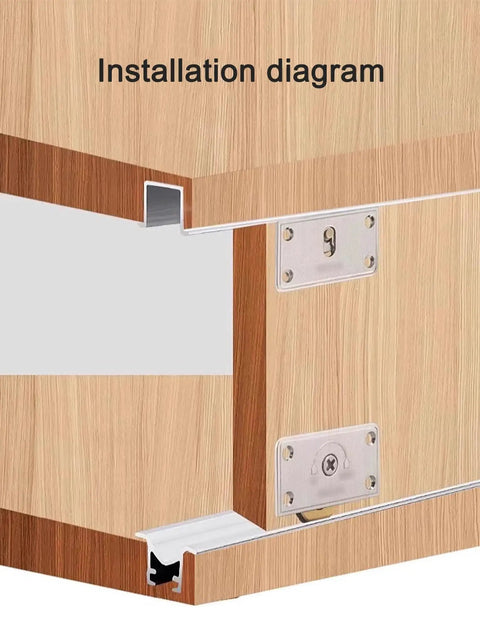 Installation diagram of Built Tough Thickened Aluminum Sliding Door Track Kit Single Groove System with heavy duty nylon rollers.