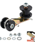 Top Shelf Tough As Nails Heavy Duty Chain Roller Tensioner With Spring Loaded Iron Sprocket Guide for motocross and ATVs, featuring durable black rollers.