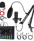 Straight Fire Podcast And Live Streaming Bundle Featuring A Premium Condenser Microphone, Rock Solid Boom Arm, Bluetooth Dsp Sound Card, Plug And Play Studio Kit Guaranteed To Level Up Your Audio Game Right Now with accessories.