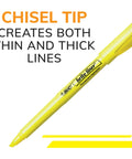 Fresh Chisel Tip Highlighters In Assorted Fluorescent Shades With Smooth Glide Ink, yellow highlighter pen with chisel tip, creates both thin and thick lines.