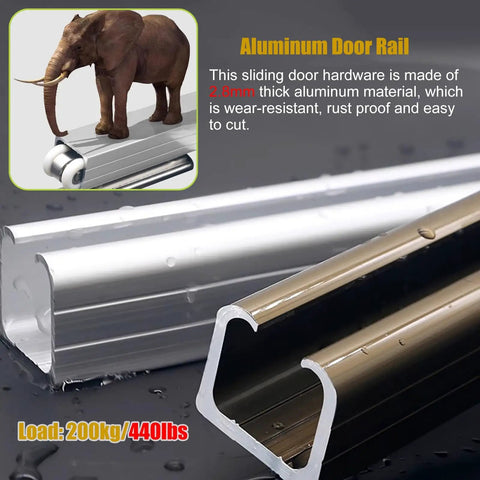 Top Shelf Bifold Sliding Barn Door Hardware Kit With Heavy Duty Soft Close Track System tailored for 30 to 50mm indoor panels, aluminum door rail.
