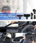 Universal Vacuum Attachment Kit for Vacuum Cleaners and Wet Dry Vacuums with crevice tool and brush cleaning car interior