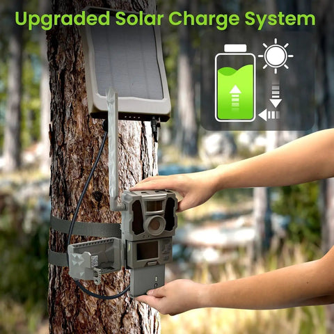 Kickass Rechargeable Lithium Ion Batteries With Four Port Quick Charger Built For Reveal Trail Cameras Ultra X Gen 3 Pro XB Fit the Bill Power Bundle on a solar system.