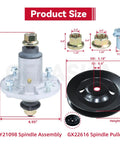 GY21098 Spindle Assembly With Idler Pulley Kit For John Deere D140 D155 D160 La145 dimensions shown in diagram.