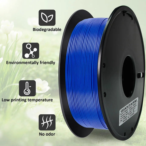 Blue PLA 3D Printer Filament 1.75mm 0.5Kg Spool High Purity Corn Compound, biodegradable and environmentally friendly.