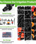 240 Piece Drip Irrigation Kit For Quarter Inch Tubing Includes Misting Nozzles Drippers Stakes Tees Elbows Plugs And More