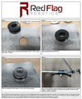 Rock Solid Quad Set Heavy Duty EPDM Rubber Vibration Dampers And Isolation Mounts showing installation steps and components.