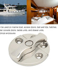 Close-up of Bombproof 316 Stainless Steel Boat Door Catch Latch with visible holes for easy deck install.