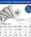 No Nonsense 1200 Pcs Silver Carbon Steel Self Tapping Screw Pack M1.2 To M2.3 Assorted Kit with silver nickel plated screws.