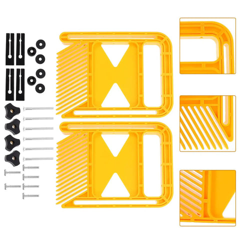 Versatile Woodworking Table Saw Extension Guide And Extended Featherboard Safety Jig With Ergonomic Knobs, yellow jigs with accessories