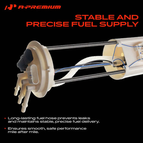 Electric Fuel Pump Module Assembly With Pressure Sensor For Chevy S10 And Gmc Sonoma 4.3L V6 1997 Over 2002 close-up view showing fuel hose and components.