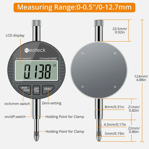 Digital Bore Gauge Set 2 To 6 Inches With Rugged Aluminum Case Badass Dead On Accuracy 0.0005 Inch Resolution 5.9 Inch Travel showing LCD screen and measuring components.