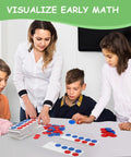 12 Sets Plastic Ten Frames For Classroom Math Manipulatives With 120 Red And Blue Counters being used by students and teacher