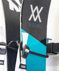 Heavy Duty Wall Mount Ski Rack That Locks Up To Five Pairs Smoothly holds skis with rubberized spring hooks for secure storage.