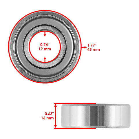 Heavy Duty Deck Spindle Repair Kit For John Deere Compatible Models 140 314 316 317 318 322 330 332 420 430 showing sealed ball bearing dimensions.