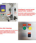 Automatic Quantitative Filling And Sealing Machine Packs 10 To 100 Ml With Slick Horizontal Mixing Hopper and control panel with buttons.