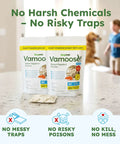 Vamoose Plus Peppermint Oil Mouse Repellent Pouches on countertop, natural pest control solution for homes.