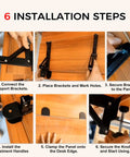 Installation steps for Fold Down Wall Mounted Desk Extender Tray And Side Table That Expands Your Space.