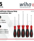 Extra Heavy Duty Slotted and Phillips Screwdriver Set, Five-Piece With SoftFinish Cushioned Grips, Blade Molded to Handle