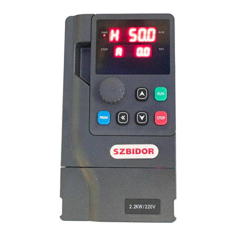 Front view of Variable Frequency Drive 4KW 5HP 18A 220V Single Phase To Three Phase All In One Converter Inverter for motor control