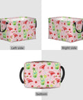 Genuine Rectangular Storage Basket For Zero Fuss Organization, Waterproof Fabric Bins With Fresh Print Vibes, Solid Household Declutter Game Changer For Laundry And Kids Toys, shown from left, right, and bottom angles.