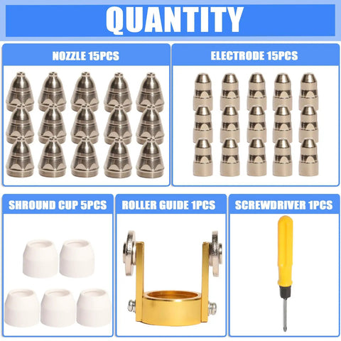 Pro Grade P80 Plasma Cutter Consumables Bundle With 80Amp Torch Electrodes And 1.5mm Nozzles Tips Kit For CUT-70 And CUT-80 components