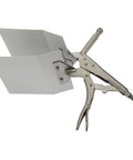 Impact Plate Clamp Duckbill Style Seven Inch Metal Jaw For Flat Items Up To Four Inch Thick, shown open with locking vise grip