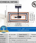 Technical specifications of Dope Industrial Rectangle Flush Mount Ceiling Light With Rotatable Metal Frame In Rustic Faux Wood Finish