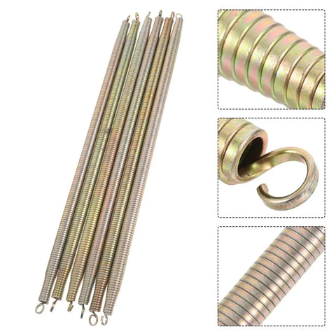 Six Pack Automatic Door Spring Closers Kit With Hooks Durable Metal Self Closing Springs for cabinets and doors, close-up views.