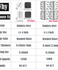 Comparison chart showing heavy duty ball bearing door hinges four inch stainless steel brushed nickel finish features and benefits.