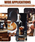 Image showing various coffee scenarios for 58mm Electric Coffee Tamper With Adjustable 5 To 30 Pounds Of Pressure And Smart Auto Timer.