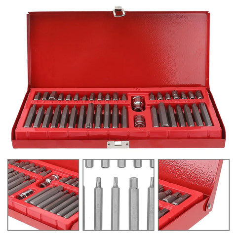 Rock Solid Hex And Spline Socket Wrench Set With Metric Ratchet Adapters And Heavy Duty Storage Case, open case showing organized tools.