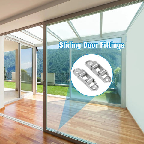 Heavy Duty Sliding Door Roller Replacement Kit Built With Rust Proof Stainless Steel Patio Door Wheels showing sliding door fittings.