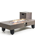 54 Inch Propane Fire Pit Table With Rain Cover For Outdoor Patio Backyard Or Deck 50 000 BTU Gas Heater Rectangular Modern Wood Look.