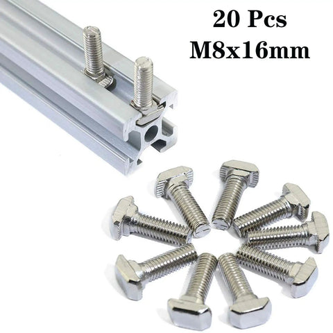 Get These Slick M8 X 16Mm T Slot Drop In Bolts Hammer Head Screws Nickel Plated Steel Kit For 4040 Aluminum Extrusion Profiles with 20 screws.